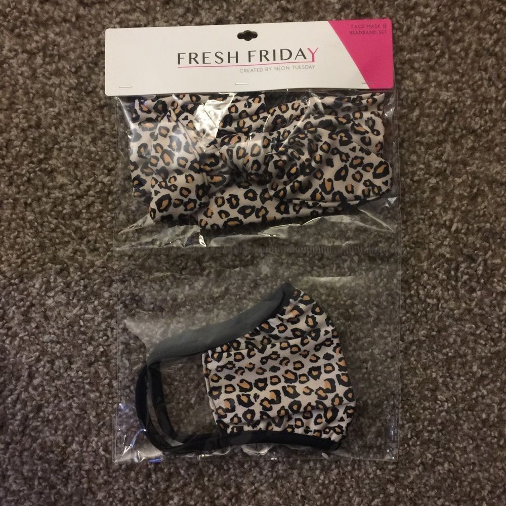Leopard Face Mask and Headband Set